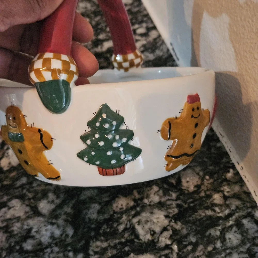 ceramic Santa Claus candy bowl holiday serving‎ dish Palm Tree Co.